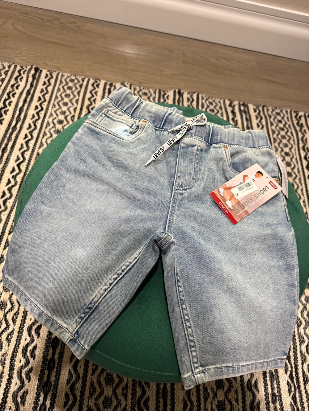 Levi's Light Wash Kids Denim Shorts with Drawstring